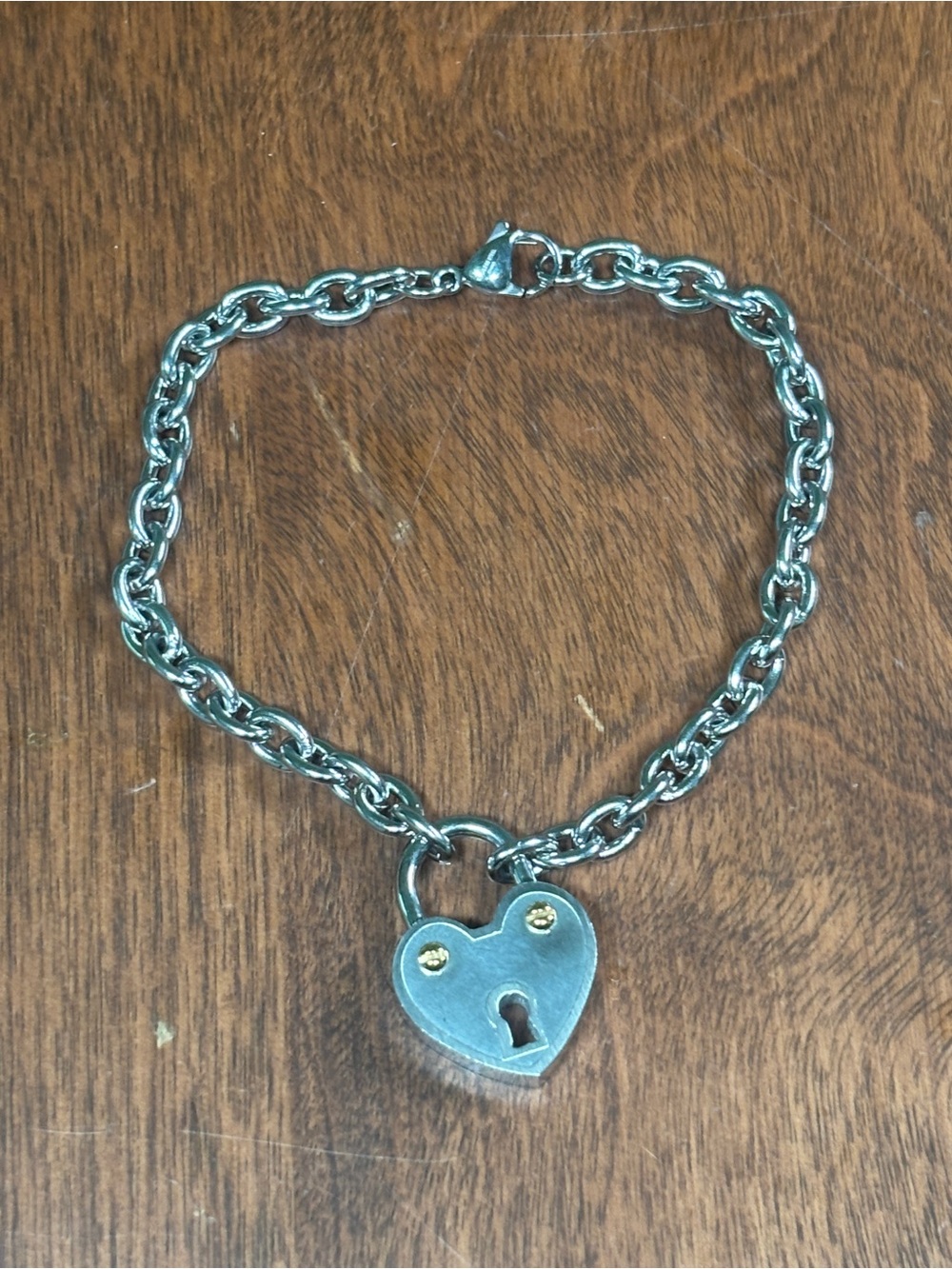 Heart Padlock Chain Bracelet - Silver